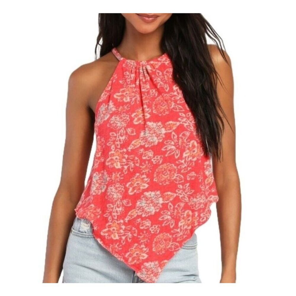 Free People we the free Daisy Halter Tank Top Strawberry Floral Women’s XS NWOT